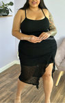 “Match My Energy !” Lace Ruffled Slit w/ under Slip