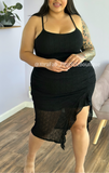 “Match My Energy !” Lace Ruffled Slit w/ under Slip