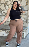 WIDE LEG CARGO PANTS, elastic straps on waist and ankles