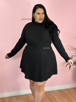 “Winter Casual!” Polyester Cotton Rubbed Dress ( 1XL-4XL )