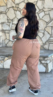 WIDE LEG CARGO PANTS, elastic straps on waist and ankles