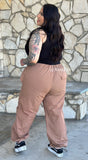 WIDE LEG CARGO PANTS, elastic straps on waist and ankles