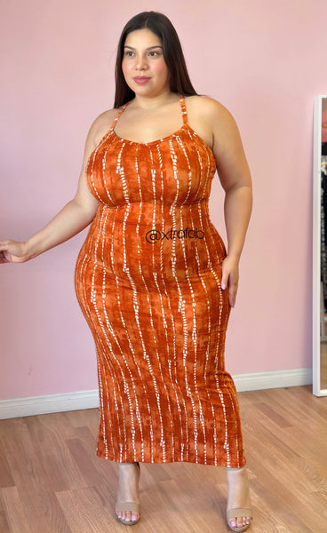 Orange Tie Dye- ButterySoft Razor Back- Midi Dress