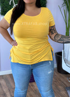 “Good Vibes!” Top Side Shirring Top