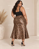Silky Animal Print Stretchy Skirt