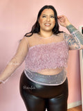 “I Just Want To Get Your Attention!” Sheer Pearl Fuzzy Top (black)