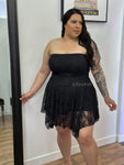 Country Style Lace Tube Dress with Shorts