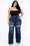 “Cowgirl” Distressed High Waist - Stretch Denim Jeans