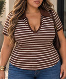 “Mixtape” Stripe Ribbed Polo