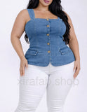 “Demi” Premium thick Stretchy Denim Top