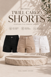 “On The Go” Cargo twill shorts (3 colors)