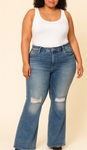 “Cowgirl” Distressed High Waist - Stretch Denim Jeans