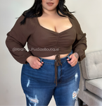 “Girls Are Players 2” Boho Crop Top (chocolate)