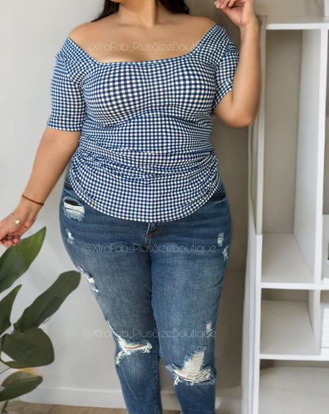 “ Good Vibes!”  Checkered Top (2 colors)