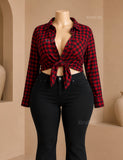 City Chic Gingham Button-Up ButterySoft