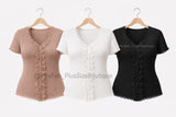 Lace Me Softly Ribbed Blouse