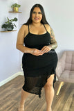 “Match My Energy !” Lace Ruffled Slit w/ under Slip