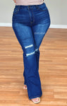 “Cowgirl” Distressed High Waist - Stretch Denim Jeans