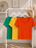 Casual Ribbed Short Top (3colors)