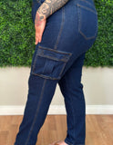 “Back in the Days”  Stretchy Denim Cargo Jeans